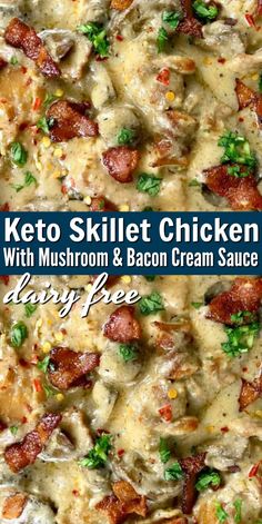 keto skillet chicken with mushroom and bacon cream sauce