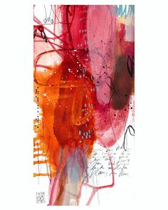 an abstract painting with red and orange colors