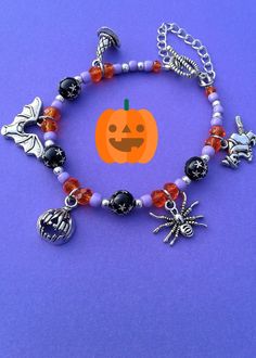 Halloween Charm Bracelet Autumn Charm Bracelet Halloween Fall Jewelry Pumpkin Charm Spider Charm Witch Charm Bat Charm Ghost Charm Bracelet by KeyStarDesigns on Etsy Halloween Novelty Jewelry Bracelet, Halloween Novelty Bracelet, Spooky Adjustable Bracelets For Halloween, Halloween Party Beaded Bracelets, Novelty Silver Halloween Bracelet, Handmade Bracelets For Halloween Party, Silver Halloween Novelty Bracelet, Novelty Silver Bracelet For Halloween, Handmade Halloween Novelty Bracelets