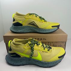 Nike Pegasus Trail 3 Gtx Gore-Tex Celery Volt Yellow Men Road Running Dc8793-300 S/N: Dc8793300 Color: Celery/Volt-Black-Dusty Sage Made In: China Condition: Brand New With Box Nike Green Trail Running Shoes For Hiking, Yellow Lace-up Running Shoes, Nike Trail Running Shoes With Round Toe, Nike Green Hiking Sneakers, Nike Trail Running Sneakers With Round Toe, High-top Trail Running Shoes With Branded Insole, Sporty Yellow Running Shoes, Functional Yellow Lace-up Sneakers, Nike Green Trail Running Sneakers