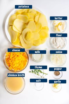 the ingredients for this recipe include cheese, milk, butter and other things to make it