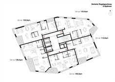 the floor plan for an office building with two floors and three rooms on each side