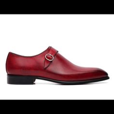 Stunning Red All Leather Loafer Handmade In Italy Single Monk Strap Soft Italian Leather Good Year Welt Leather Insole Leather Lining Cut From A Single Pierce Of Leather Perfect For Any Special Occasion Allow 5-7 Day Deliver Via Dhl From Our Warehouse In Italy Offered Here At Wholesale Elegant Burgundy Loafers With Rubber Sole, Elegant Slip-on Oxfords With Red Sole, Elegant Business Loafers With Red Sole, Classic Red Loafers For Semi-formal Occasions, Business Leather Slip-on Shoes With Red Sole, Formal Monk Strap Shoes With Red Sole, Elegant Burgundy Leather Slip-on Shoes, Elegant Burgundy Slip-on Leather Shoes, Semi-formal Red-sole Slip-on Dress Shoes