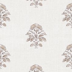 a white and brown wallpaper with flowers on it