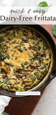 a skillet filled with dairy - free frittata