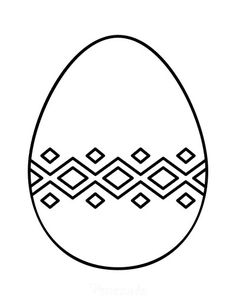 an easter egg with geometric designs on it's side, in black and white