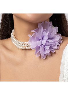 Color:Light Purple;Package Contents:1 X Necklace;Occasion:Sport; Feminine Summer Party Necklaces, Feminine Summer Party Necklace, Spring Party Choker Necklace, Elegant Purple Jewelry For Summer, Elegant Purple Summer Jewelry, Elegant Summer Purple Jewelry, Chic Flower Necklaces For Party, Feminine Flower Necklace For Party, Spring White Clavicle Chain Jewelry