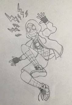 a drawing of a spider - man jumping in the air