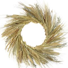 a dried wheat wreath on a white background