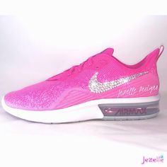 ❤︎ The Women's Nike Air Max Sequent 4 Casual Shoes redefine the iconic retro Air Max. Featuring resilient cushioning and lightweight comfort, these sneakers offer a comfy feel and stylish look for your active lifestyle. DETAILS: ★ STYLE: NIKE AIR MAX SEQUENT 4 for women★ Color: Laser Fuchsia/Metallic Silver/White ★ Brand New In Box★ Genuine Swarovski Ultra-Premium Crystals 💎 CUSTOM SWAROVSKI STYLING: This Nike can be customized with the following options: 2 Outer Nike Swoosh Logos 4 Swoosh Logo Crystal Styling, Bling Nike, Pink Nike Air, Nike Air Max Pink, Nike Swoosh Logo, We Get Married, Pay Attention To Me, Pink Nike, Nike Air Max For Women