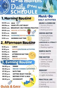 the daily schedule for each child's activities