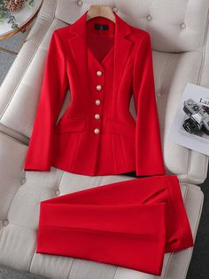 CAROLINE SUITS Women's Elegant Stylish Fashion Office Blazer Jacket & – Divine Inspiration Styles Suit Trousers Women, Womens Blazer Coat, Black And White Suit, Female Office, Casual Professional, Ladies Blazer, Fashion Office, Work Suits, Red Suit