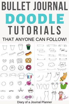 Ultimate List of Bullet Journal Doodles - 50 FREE Step-by-step Instructions Doodle Bullet Journal, Trin For Trin Tegning, Journal D'inspiration, Minimalist Bullet Journal, How To Bullet Journal, Bullet Journal 2019