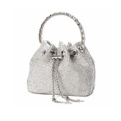 PRICES MAY VARY. CAPACITY - The dimension of this full rhinestone evening clutch is 6.3*5.7*4.1(L*H*W)inch, large-capacity bag, which can put glasses, mobile phones, cosmetics, headphones, keys, cash, cards and so on. GOOD DESIGN - This rhinestone evening bag is a luxurious rhinestone bag with soft fabric lining, sparkly and attractive. Well selected and shiny diamonds are hand-applied on the surface and the handle is also inlaid, In the case of light, it is shiny and beautiful, making you the f Crystal Purse, Rhinestone Clutch, Bucket Handbags, Dress Bag, Clutches For Women, Bag Silver, Girls Purse, Clutch Purse Evening, Cocktail Wedding