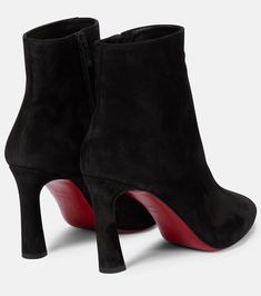 Christian Louboutin - Eleonor 85 suede ankle boots | Mytheresa Louboutin Online, Boot Pumps, Shoes Heels Pumps, Suede Ankle Boots, Black Ankle Boots, Black Suede, Pumps Heels, Red Leather, Calf Leather