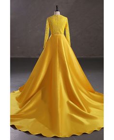 Best 11% off now! Buy modest yellow long sleeve mermaid formal party dress with detachable train at affordable price online. Free shipping and pro custom service since 2009. Long Sleeve Mermaid Wedding Dress With Fitted Bodice, Long Sleeve Dress With Detachable Train, Long Sleeve Evening Dress With Back Zipper For Gala, Fitted Long Sleeve Gown With Detachable Train, Long Sleeve Mermaid Dress With Sweep Train For Wedding, Formal Long Sleeve Mermaid Dress With Sweep Train, Long Sleeve Evening Dress With Sweep Train For Banquet, Long Sleeve Gown With Sweep Train And Fitted Bodice, Fitted Yellow Gown For Banquet