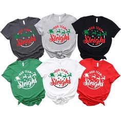 Our Team Sleighs Matching Shirt, Team Christmas Shirts For Office,  Office Party Shirts, Co-Workers Group Shirt Gift, Group Christmas Shirts Embrace the holiday spirit at the office with our "Our Team Sleighs" matching shirts! This special design is perfect for office parties and group events. Made from soft and comfortable fabric, these shirts offer all-day comfort. A great gift option for your coworkers, it will enhance team spirit and bring everyone together during the festive season. 🛒 How Christmas Work Shirts, Popular Shirt Designs, Spin Quotes, Group Christmas Shirts, Staff Shirts, Up Theme, Group Events, Office Office, Popular Shirt