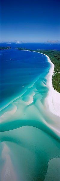 an aerial view of the white sand and blue water in australia's great barrier