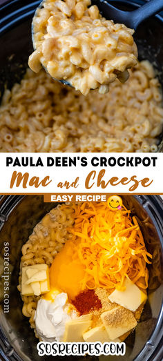 this is an image of macaroni and cheese in the crockpot recipe