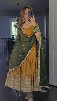 Haldi Dress Ideas, Haldi Dress, Haldi Outfits, Function Dresses, Gown With Dupatta, Trendy Outfits Indian, Anarkali Dress Pattern, Pakistani Fancy Dresses, Modest Dresses Casual