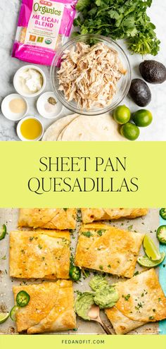 sheet pan quesadillas with avocado, cilantro and lime