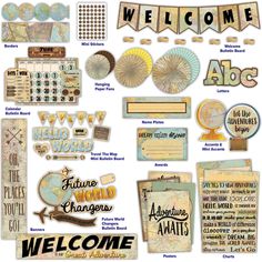 a bunch of different types of stickers on a white background with the words welcome