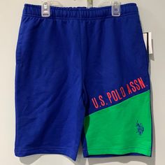 Nwt U.S. Polo Assn Shorts Boys Size Xl (14-16). Elastic And Drawstring Waist. Side Pockets And One Back Pocket. Waist Measures 14 Inches Across 8 1/2 Inch Inseam Blue Cotton Shorts With Pockets, Blue Relaxed Fit Shorts For Playwear, Sporty Blue Cotton Shorts, Casual Cotton Playwear Shorts, Casual Green Playwear Bottoms, Casual Cotton Bottoms For Playwear, Casual Green Bottoms For Playwear, Green Casual Shorts For Playwear, Casual Short Playwear Bottoms