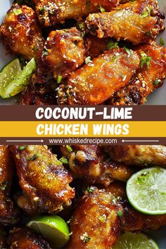 chicken wings with limes and cilantro on the side