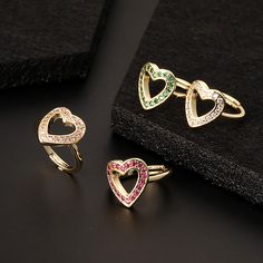 Color: A,B,C,D Size: Adjustable Opening Fashion Element: Love Heart/Heart Shape Style: Personality Heart-shaped Multicolor Promise Ring, Multicolor Heart Promise Ring For Valentine's Day, Multicolor Heart Ring For Valentine's Day, Multicolor Heart-shaped Ring For Gift, Multicolor Heart Ring For Gift, Multicolor Ring Jewelry For Valentine's Day, Multicolor Rings For Valentine's Day Anniversary, Multicolor Rings For Anniversary Valentine's Day, Multicolor Rings For Anniversary On Valentine's Day