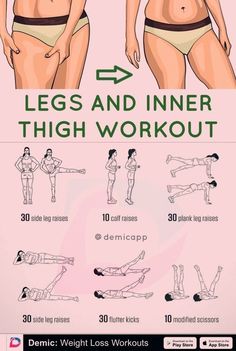 a woman's waist and thighs are shown with the words leg and inner thigh workout