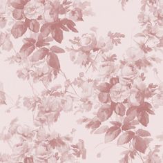 a wallpaper with pink flowers and leaves on it