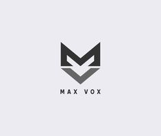 the logo for max vox is shown in black and white, on a gray background