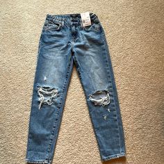 Brand New, Sz 9/10, Straight Baggy Style But Not Too Loose Kids Drawstring, Brown Jeans, Baggy Style, Navy Blue Pants, Dark Denim Jeans, Flare Leg Jeans, Jeans Kids, Girls Denim, Kids Pants