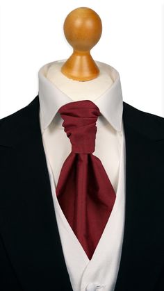 Nothing says quietly glowing passion like this solid dark red, pre-tied wedding cravat.,Will look simply stunning with a classic black suit, crisp white shirt and a grey waistcoat. Wear this striking outfit for a wedding soon, and you'll probably end up in more than a few photos. Black Suit White Shirt Red Tie, Formal Burgundy Tuxedo, Elegant Burgundy Tuxedo For Business, Elegant Burgundy Business Tuxedo, Elegant Solid Color Tuxedo For Semi-formal Occasions, Elegant Burgundy Fitted Suit And Tie Accessories, Elegant Fitted Burgundy Suit And Tie Accessories, Elegant Semi-formal Solid Tuxedo, Classic Red Tuxedo For Groom