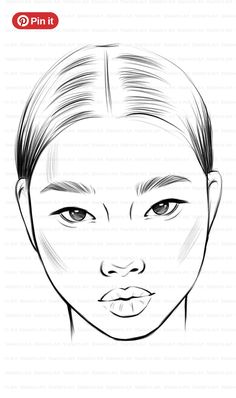 a drawing of a woman's face in black and white