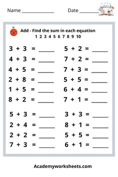 addition worksheet for students to practice addition and subtraction in the classroom