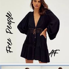 Brand New Tunic Dress Very Cute Free People Tunic, Over Sized, Free People Black, Ribbon Tie, Tie Dress, Free People Dresses, Free People Dress, Girl Crush, Tunic Dress