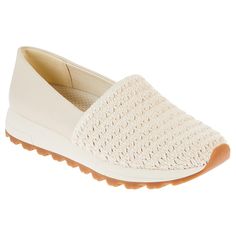 Baretraps Gennie Casual Slip-On Wedge  Experience comfort and style with this effortless slip-on shoe. It comes with an easy-to-clean synthetic and crochet upper, perfected with a touch of elegant embroidery. Its outsole provides durability and traction, and with Rebound Technology, you'll have the all-day support you need to look good without sacrificing comfort. Comfortable Spring Slip-ons With Woven Sole, Casual Slip-on Wedge Sandals With Synthetic Material, Natural Color Slip-on Wedge Sandals With Removable Insole, Slip-on Synthetic Wedge Sandals With Removable Insole, Beige Slip-on Wedge Sandals With Woven Sole, Fashion Shoes Flats, Crochet Size, Elegant Embroidery, Black Wedges