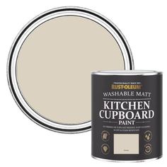 a white paint can with the words kitchen cupboard paint in black and white on it