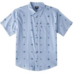 Billabong's lightweight, woven Sundays Mini Short-Sleeve Shirt is a perfect summer staple. The airy cotton fabric is adorned with small prints for flair that turns heads but doesn't steal the show. Relaxed Fit Cotton Camp Shirt In Patterned Color, Relaxed Fit Patterned Cotton Camp Shirt, Patterned Cotton Short Sleeve Casual Shirt, Casual Patterned Short Sleeve Cotton Shirt, Casual Patterned Cotton Short Sleeve Shirt, Mini Short, Mens Short Sleeve Shirt, Summer Staples, Blue Suede