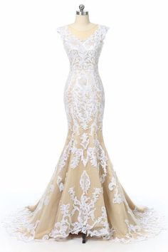 Wedding Dresses Champagne, Prom Dresses With Lace, Prom Dress Champagne, Wedding Dress Tulle Lace, Cheap Bridal Dresses, Champagne Wedding Dress, Lace Long Prom Dress, Wedding Frocks, Inexpensive Wedding Dresses