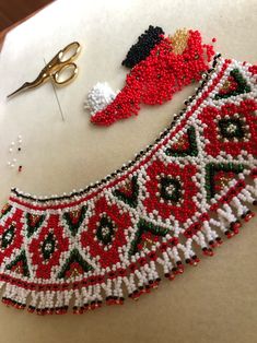 Ukrainian Seed Beaded Sylyanka Folk Ukrainian Handmade Choker - Etsy Ukraine Handmade Choker Necklace, Handmade Chokers, Necklace Collar, Beads Jewelry, Collar Necklace, Bead Necklace, Seed Beads, Choker, Beading