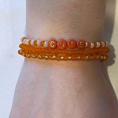 Brand New In Box A501 Orange Beaded Chain Bracelet As A Gift, Cute Orange Beaded Bracelets, Personalized Orange Beaded Bracelets As Gift, Cute Beaded Bracelet, Harry Potter Charm Bracelet, Pandora Star, Lotus Bracelet, Crystal Cuff Bracelet, Plastic Bangles