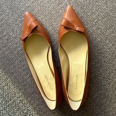 Iconic Sarah Flint Flat. Barely Worn. See Photos For Condition. Elegant Brown Calf Leather Flats, Formal Flats With Sculpted Heel And Medium Width, Brown Low Heel Flats For Formal Occasions, Elegant Formal Flats With Sculpted Heel, Elegant Flats With Sculpted Heel For Work, Formal Flats With Sculpted Heel, Elegant Office Flats With Sculpted Heel, Formal Flats With Padded Heel, Elegant Flats With Sculpted Heel And Round Toe