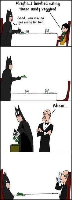 comic strip about batman drinking from a cup