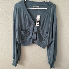 Reposhing This Item I Purchased From @Caitlindunaway. Loved It, But Ready To Rotate For Something New. Size M 3 Buttons Pockets! Balloon Style Sleeves So Soft & Comfy! Armpit To Armpit 23" Armpit Down 7" Waist 15" Armpit To End Of Sleeve 17" Nwt Unused Unworn Send Offers! Questions? Leave A Comment Below! Blue Long Sleeve Outerwear From Urban Outfitters, Blue Long Sleeve Outerwear By Urban Outfitters, Trendy Blue Cardigan With Pockets, Casual Blue Cardigan For Loungewear, Urban Outfitters Blue Winter Tops, Blue Relaxed Fit Casual Cardigan, Urban Outfitters Casual Long Sleeve Cardigan, Casual Long Sleeve Cardigan By Urban Outfitters, Blue Casual Relaxed Fit Cardigan