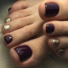 Gold Toe Nails, Fall Toe Nails, Pedicure Gel, Pedicure Designs Toenails, Manicure Art, Pedicure Colors, Gel Toe Nails, Nagellack Trends