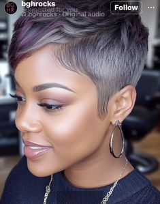 Short Faux Hawk, Purple Pixie Cut, Mushroom Cut, Pixie Hair Color, Short Pixie Hairstyles, Diva Hair, Gray Hairstyles, Short Relaxed Hairstyles, Short Pixie Wigs