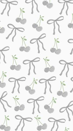 a white background with cherries and green leaves on it's stems, which are drawn in gray ink