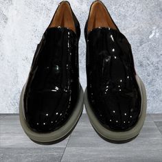 Robert Clergerie Railey Slip On Loafer Nwt Size 7.5 Designer Slip-ons With Rubber Sole And Round Toe, Patent Leather Slip-on Platform Loafers, Formal Platform Loafers With Contrast Sole And Round Toe, Formal Platform Loafers With Contrast Sole, Patent Leather Platform Loafers With Brogue Detailing, Slip-on Platform Patent Leather Loafers, Low-top Brogue Slip-ons, Low-top Slip-ons With Brogue Detailing, Office Slip-ons With Rubber Sole And Low-top